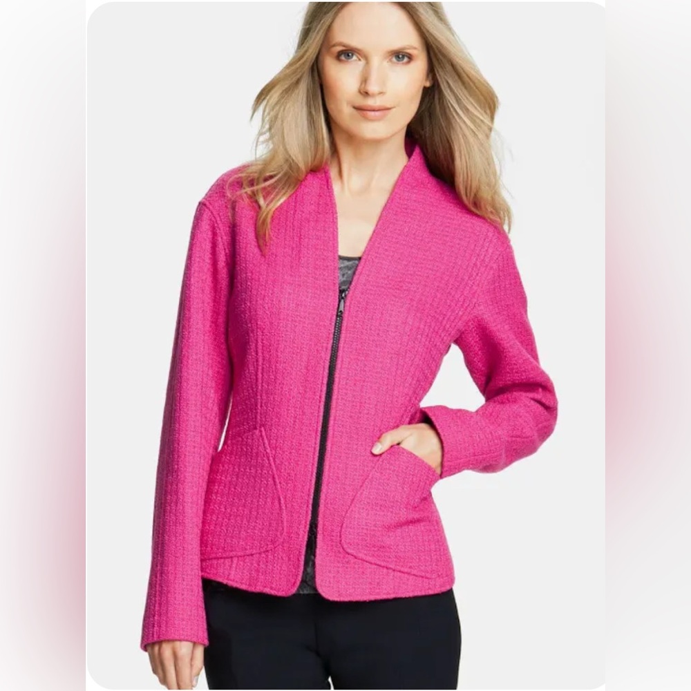 Lafayette 148 Patricia Abby Pink Wool Blend Tweed Blazer